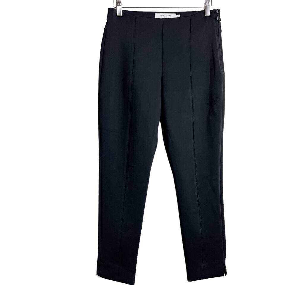 M.M. Lafleur Black Nylon Seamed Split Leg Pants Size 6